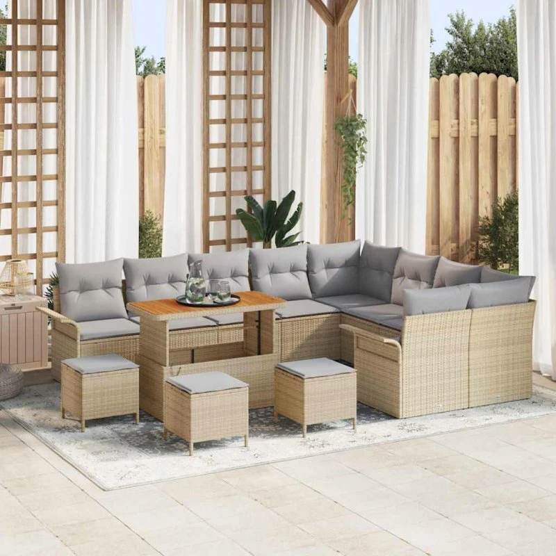 vidaXL Havesofa Sæt 13 stk Beige/Lys Grå