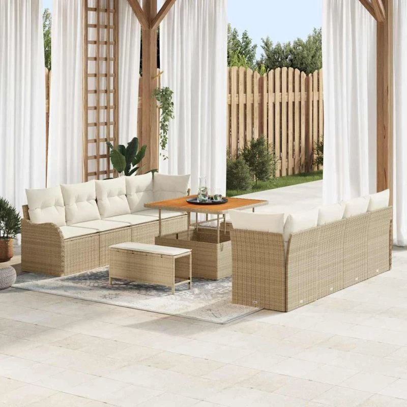 vidaXL Havesofa Sæt 11 stk Beige/Creme, 100 x 100 x 71 cm