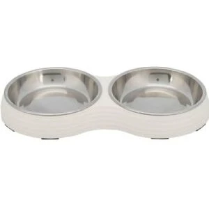 Trixie 2x0,2 L rustfri skålesæt med melaminholder ø13 cm