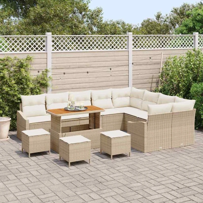 vidaXL Havesofa Sæt 13 stk Beige Poly rattan