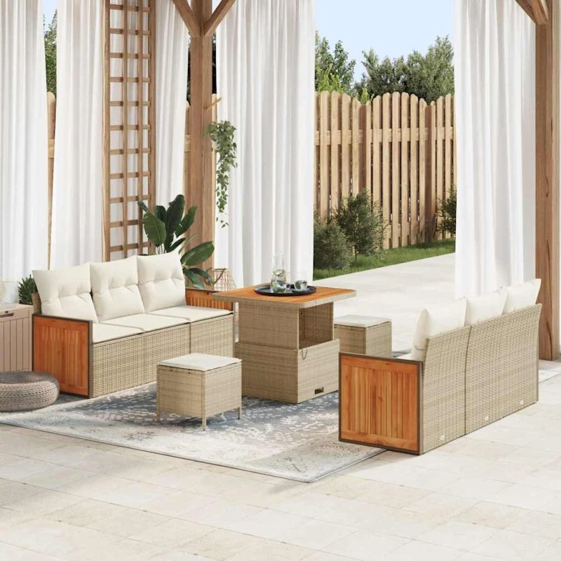 vidaXL Havesofa Sæt 11 pc Beige/Creme PolyRattan
