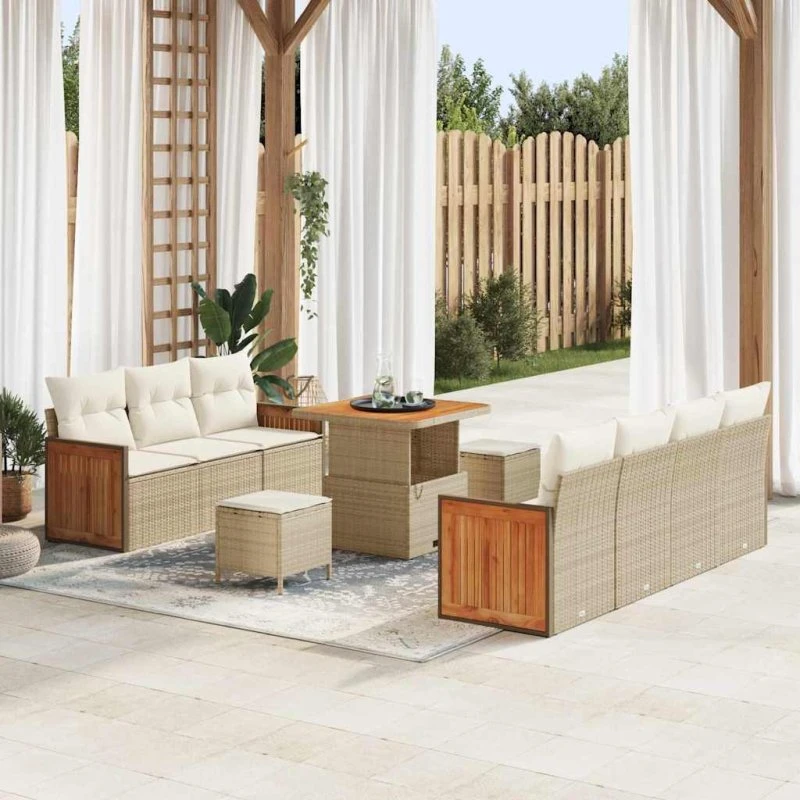 vidaXL Havesofa Sæt 13 pcs Beige/Creme PolyRattan