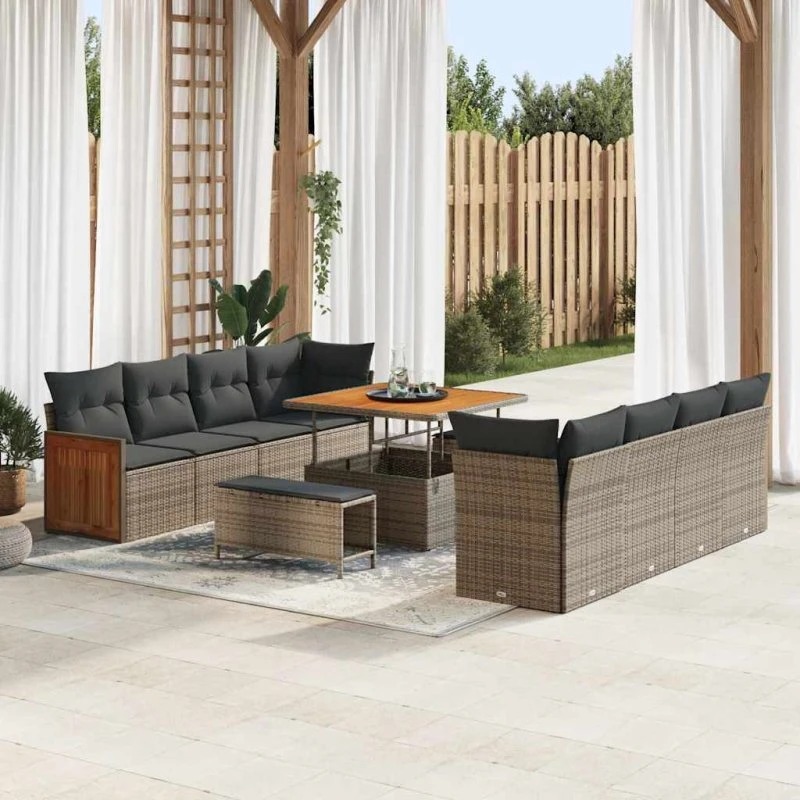 vidaXL Havesofa Sæt Grå 231 x 224 x 85 cm Poly Rattan