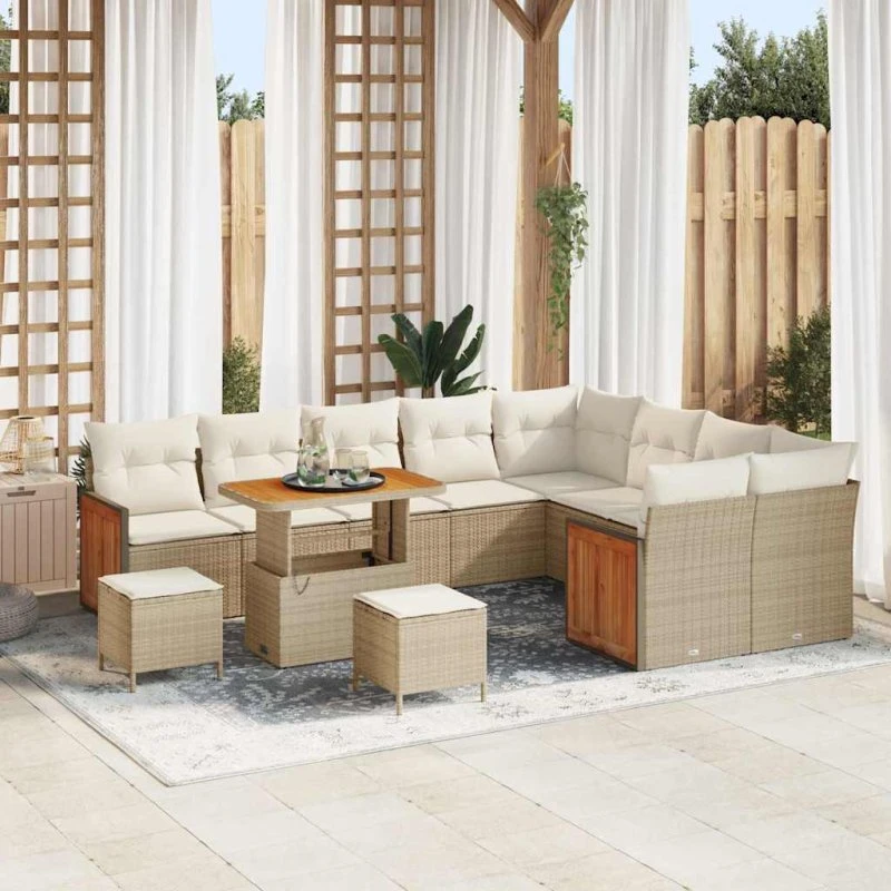 vidaXL Havesofa Sæt 13 pcs Beige/Creme PolyRattan