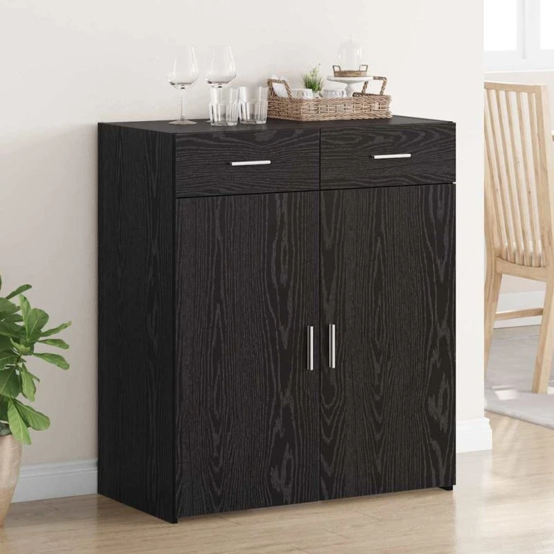 vidaXL Opbevaringsskab Sort Eg 80 x 42,5 x 93,5 cm Konstrueret Træ
