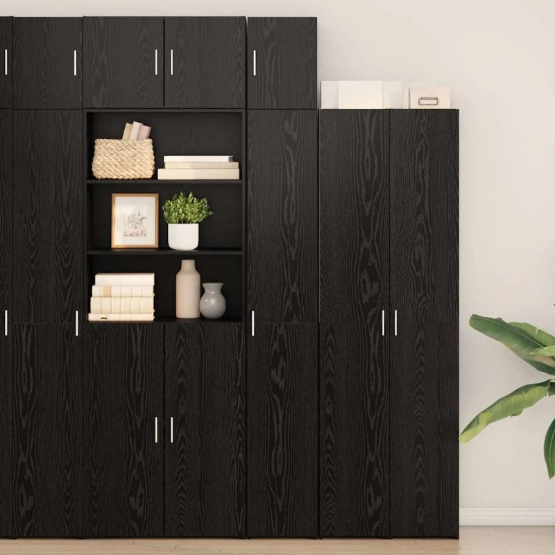 vidaXL Slim Opbevaringsskab 30 x 42,5 x 225 cm Sort Eg Konstrueret Træ