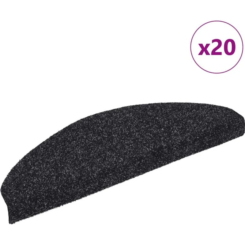 vidaXL selvklæbende trappemåtter 20 stk. 65x21x4 cm sorte