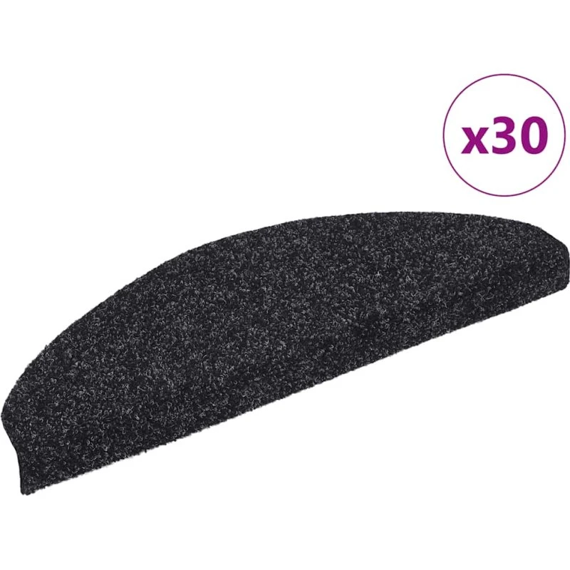 vidaXL selvklæbende trappemåtter 30 stk. 65x21x4 cm sort