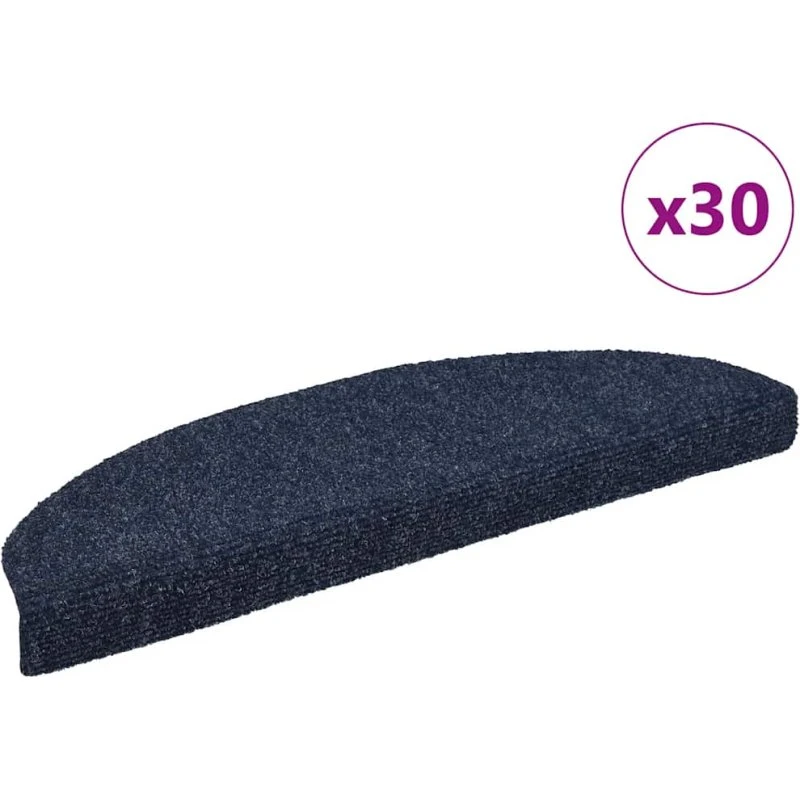 vidaXL selvklæbende trappemåtter 30 stk. 65x21x4 cm blå halvrunde