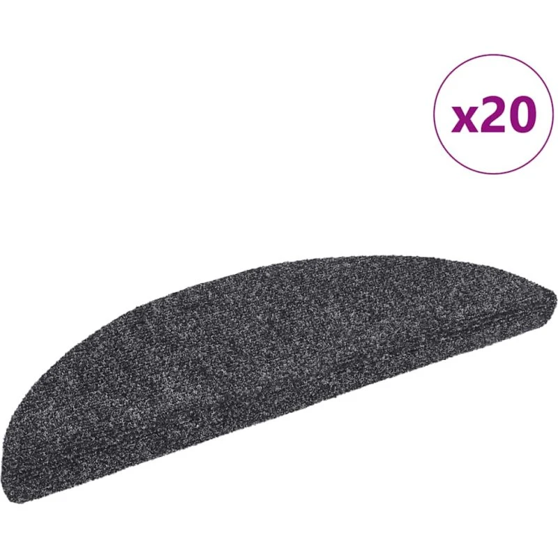 vidaXL selvklæbende trappemåtter 20 stk. 56x17x3 cm mørkegrå halvrunde