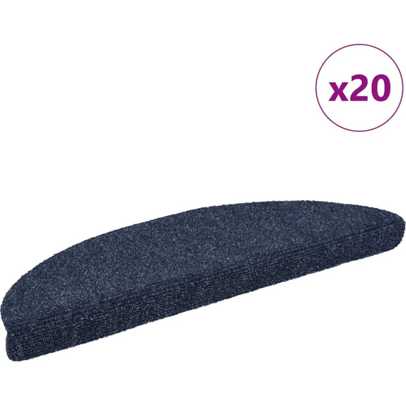 vidaXL trappemåtter selvklæbende 20 stk. 56x17x3 cm blå halvrunde