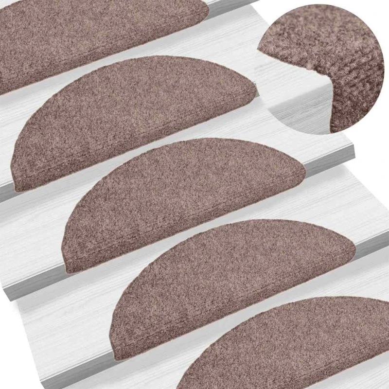 vidaXL selvklæbende trappemåtter 30 stk. 56x17x3 cm lys brune halvrunde
