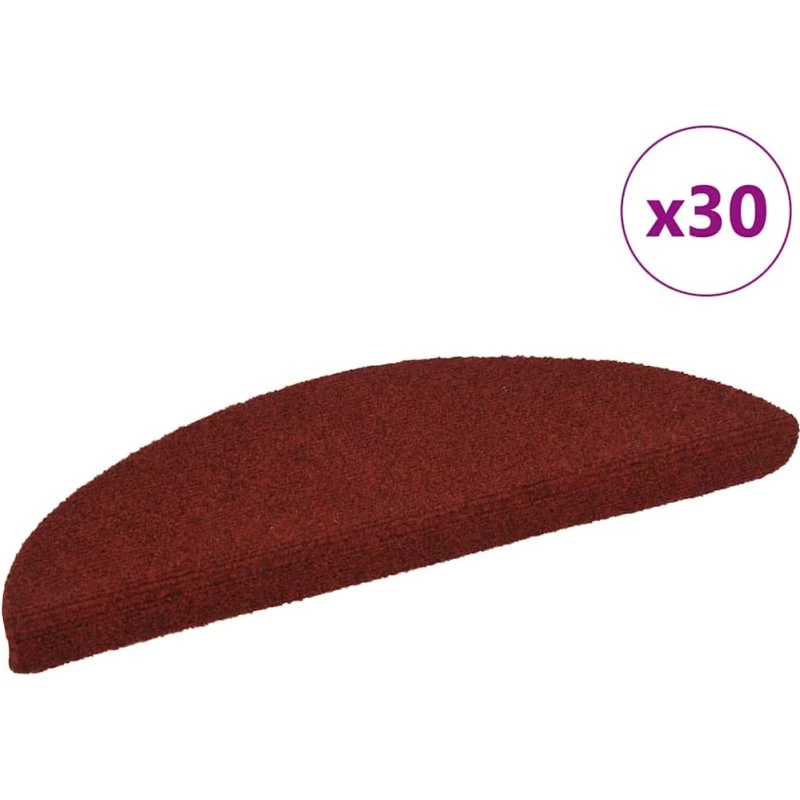 vidaXL selvklæbende trappemåtter 30 stk. 56x17x3 cm bordeauxrød halvrunde