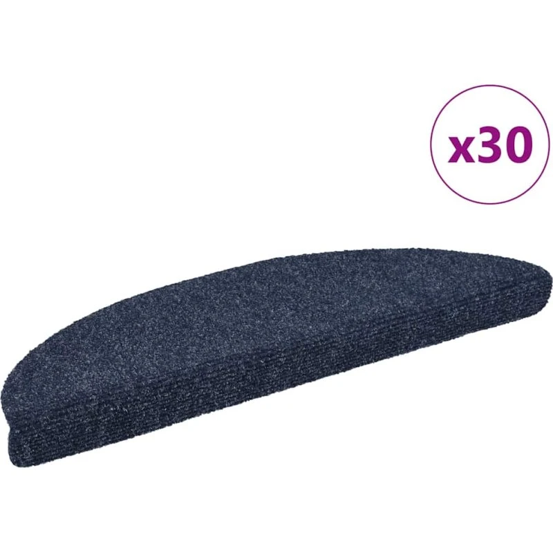 vidaXL selvklæbende trappemåtter 30 stk. 56x17x3 cm blå halvrunde