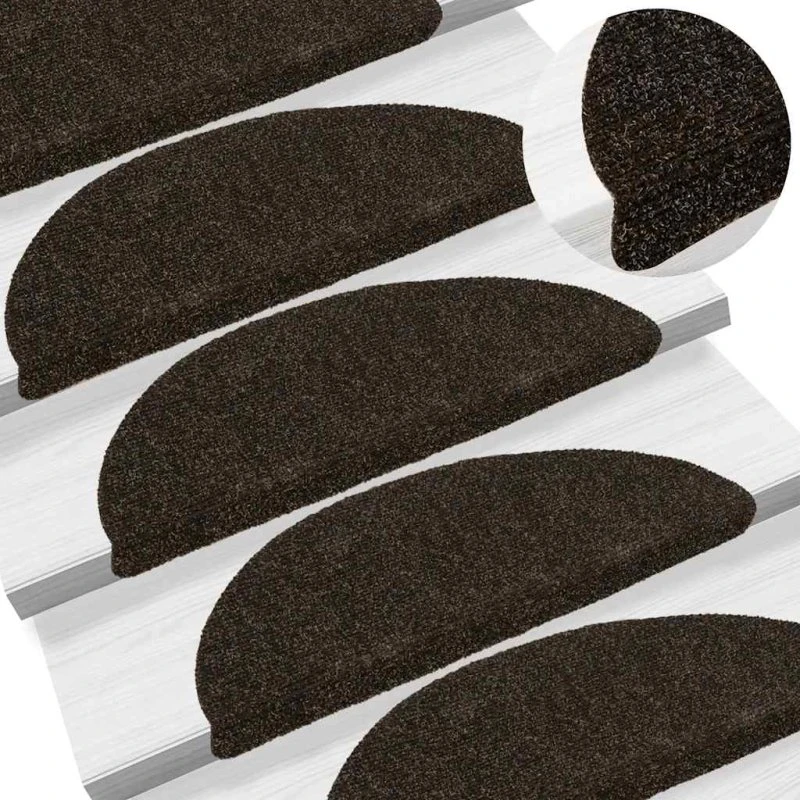 vidaXL selvklæbende trappemåtter 30 stk. 56x17x3 cm mørkebrune
