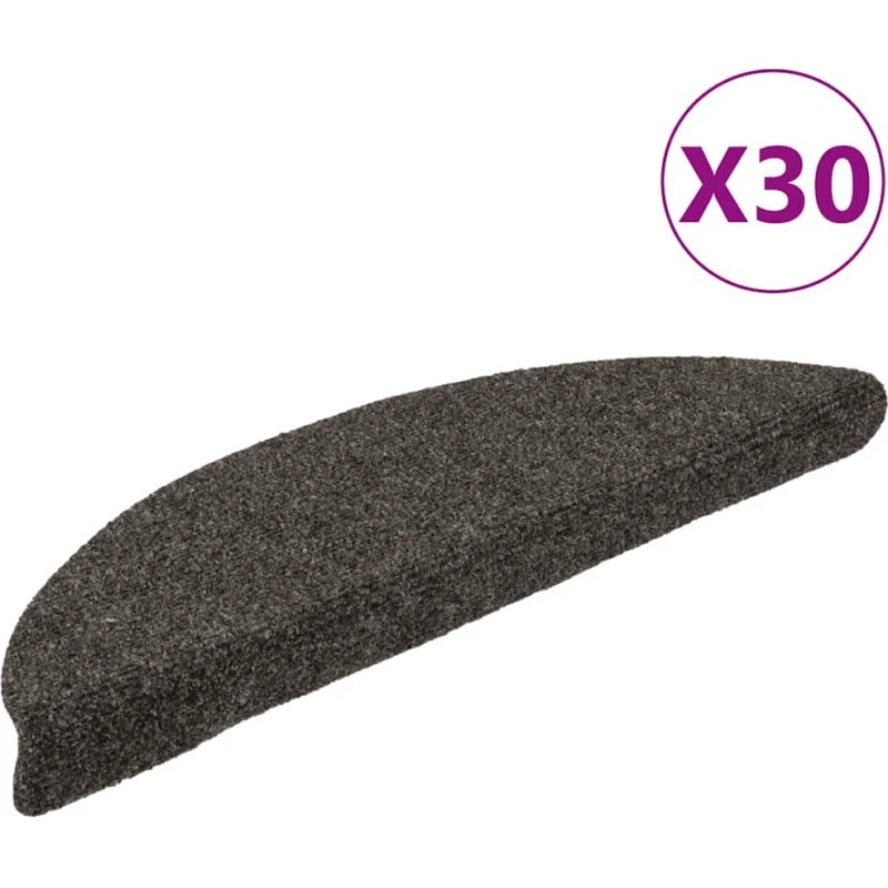 vidaXL selvklæbende trappemåtter 30 stk. 56x17x3 cm antracit halvrunde
