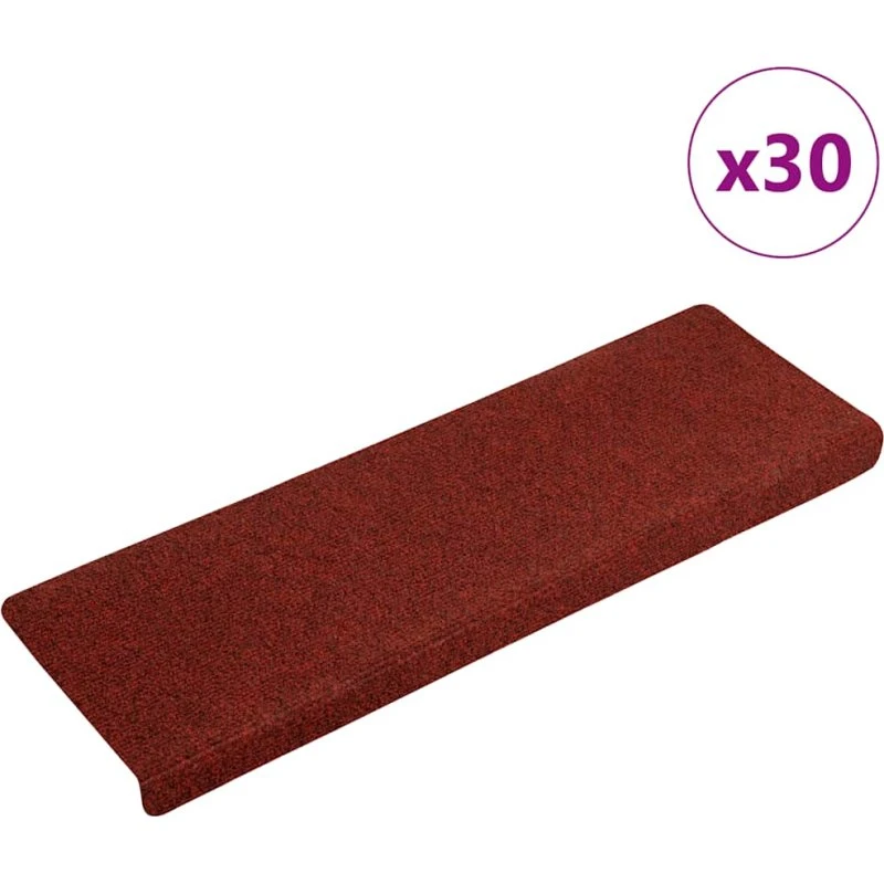 vidaXL Trappemåtter selvklæbende 30 stk. 65x21x4 cm bordeauxrød