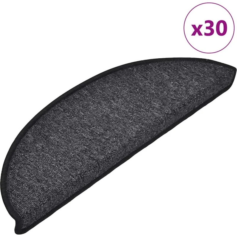 vidaXL Trappemåtter 30 stk. 56x17x3 cm antracit halvrund