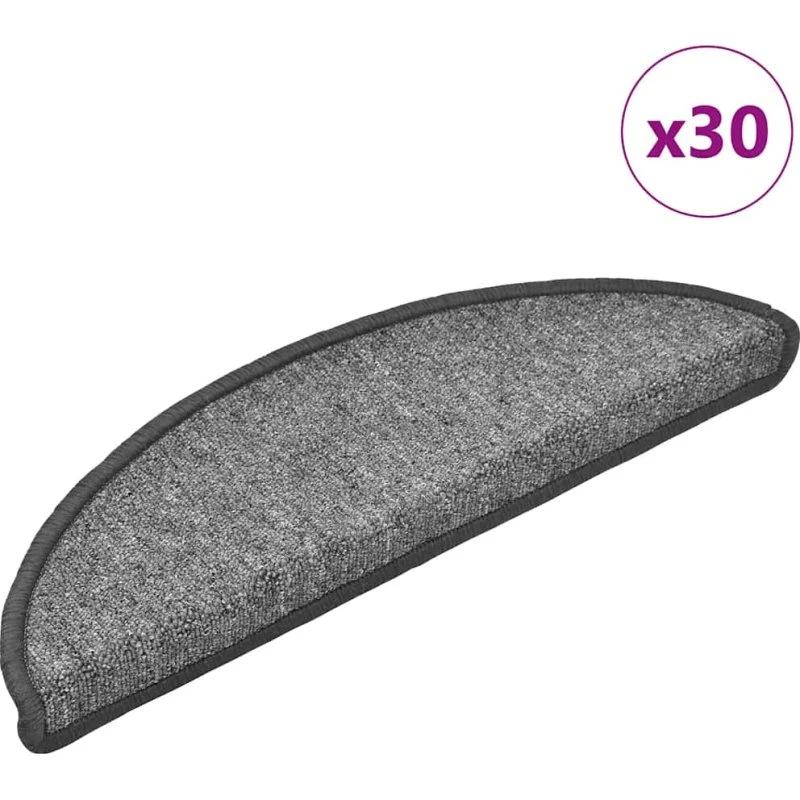 vidaXL Trappemåtter 30 stk. 56x17x3 cm mørkegrå halvrunde