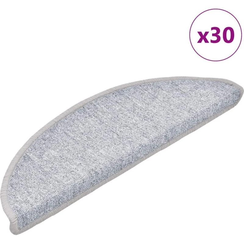 vidaXL Trappemåtter 30 stk. 56x17x3 cm lysegrå halvrunde