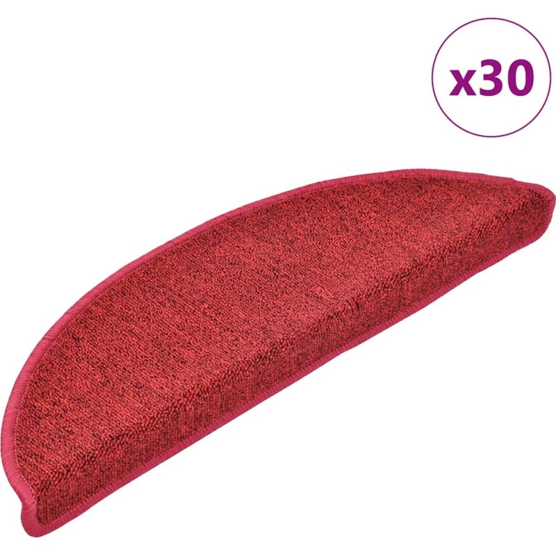 vidaXL Trappemåtter 30 stk. 56x17x3 cm rød halvrund
