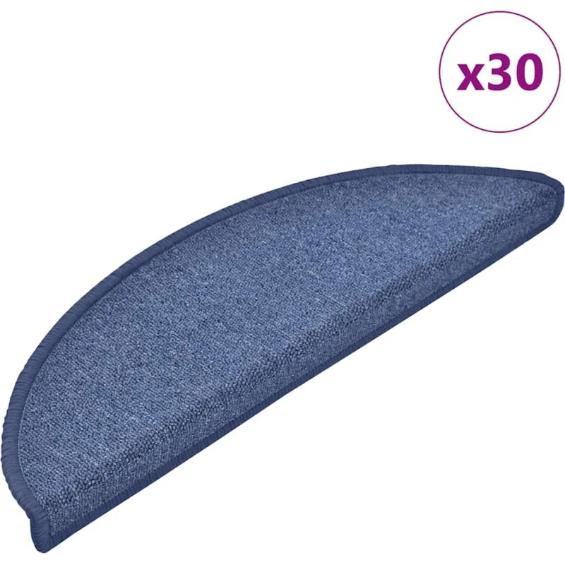 vidaXL Trappemåtter 30 stk. 56x17x3 cm blå halvrunde