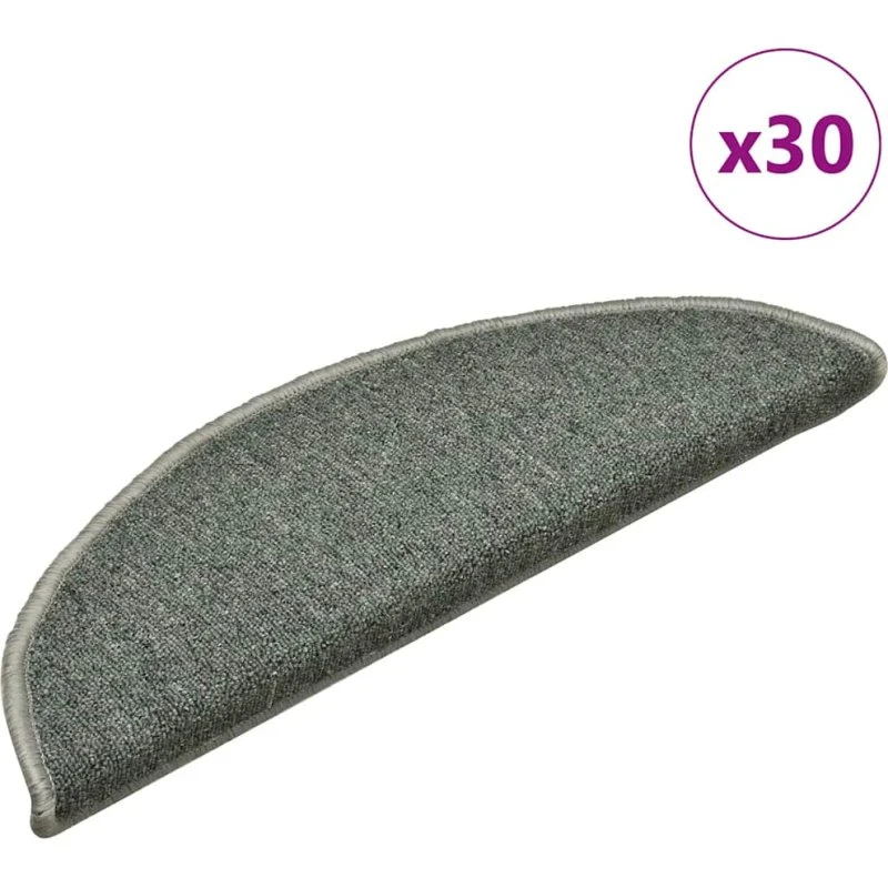 vidaXL trappemåtter 30 stk. 56x17x3 cm mørkegrønne halvrunde