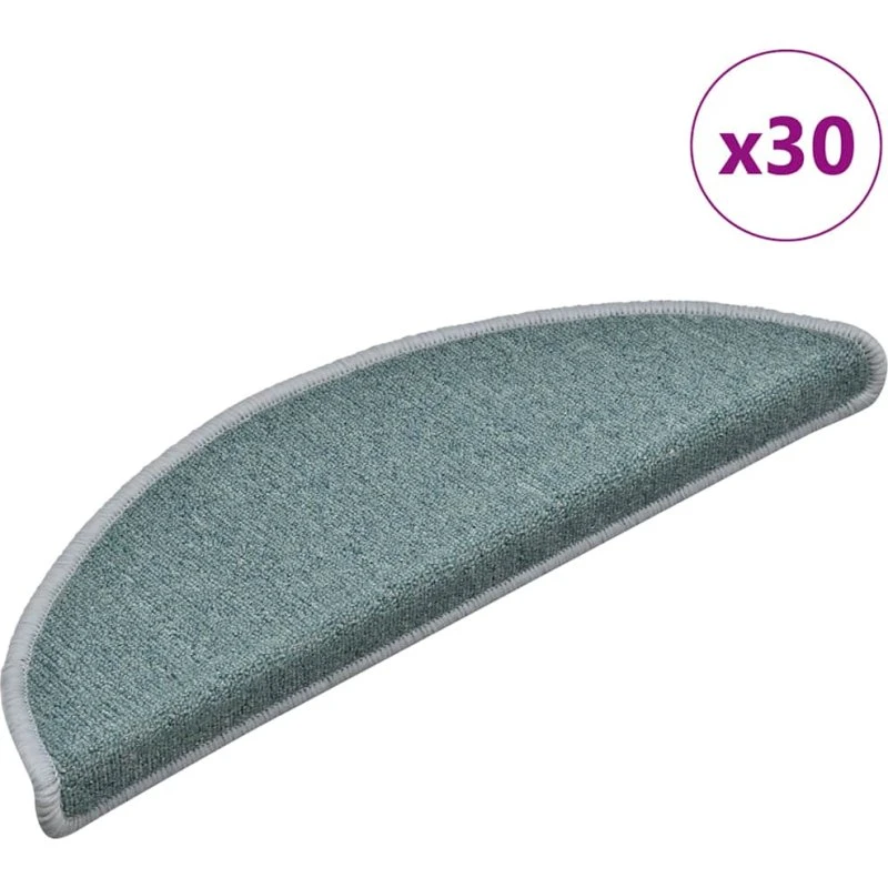 vidaXL Trappemåtter 30 stk. 56x17x3 cm havblå halvrunde
