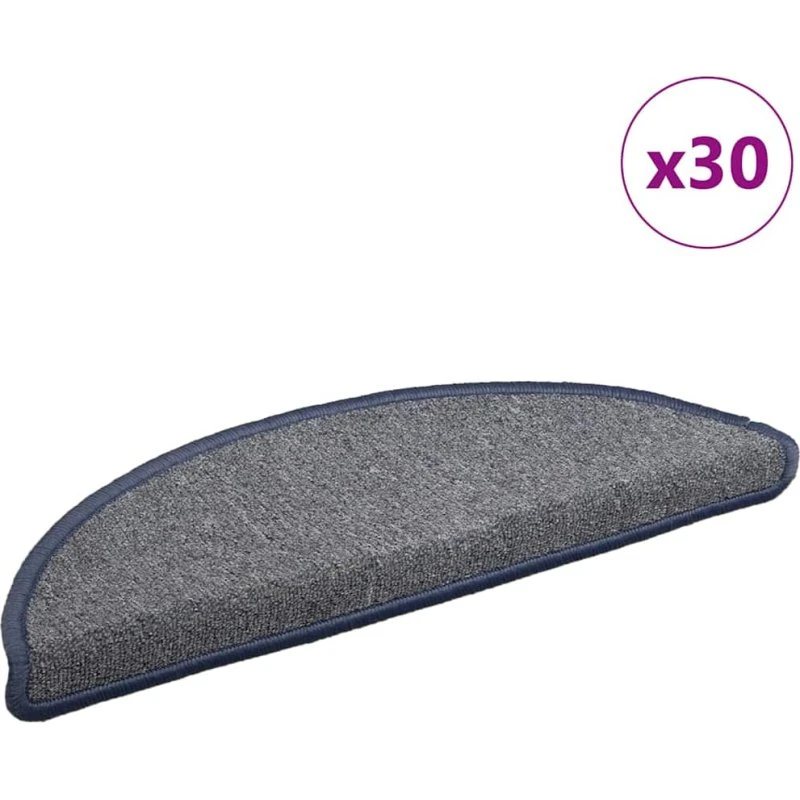 vidaXL Trappemåtter 30 stk. 56x17x3 cm lysegrå og blå halvrunde