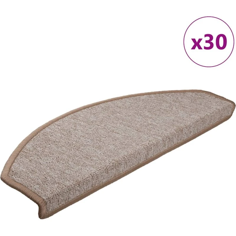 vidaXL Trappemåtter 30 stk. 65 x 24 x 4 cm lysebrune halvrunde