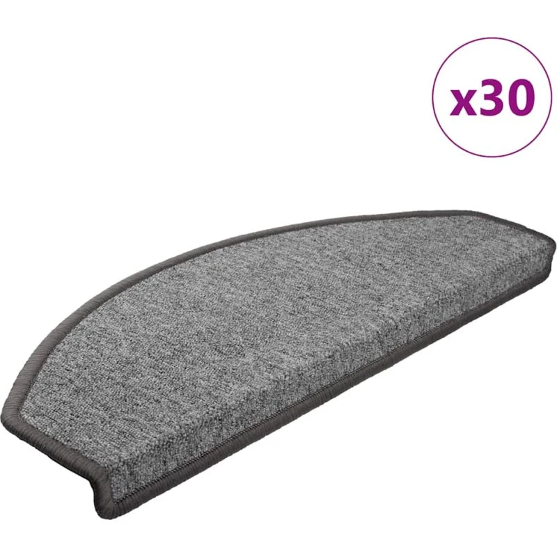 vidaXL Trappemåtter 30 stk. 65 x 24 x 4 cm mørkegrå halvrunde