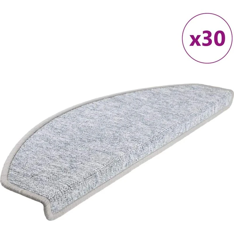 vidaXL Trappemåtter 30 stk. 65 x 24 x 4 cm lysegrå halvrunde