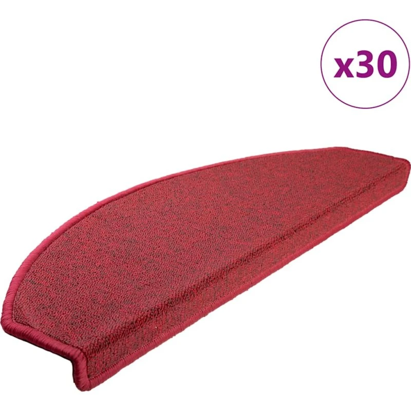 vidaXL Trappemåtter 30 stk. 65 x 24 x 4 cm bordeauxrød halvrund