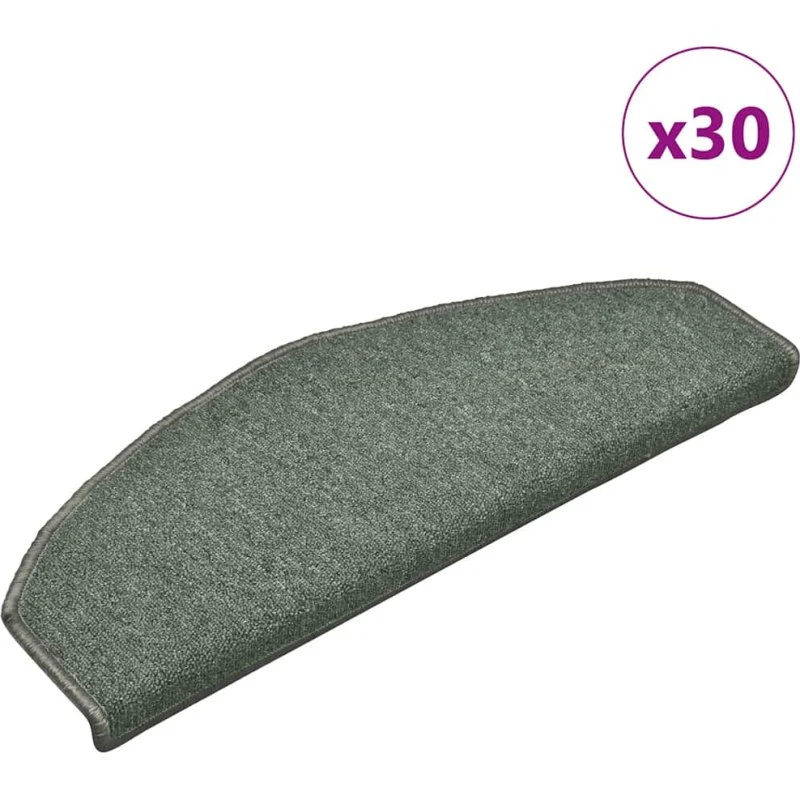 vidaXL Trappemåtter 30 stk. 65 x 24 x 4 cm mørkegrønne halvrunde