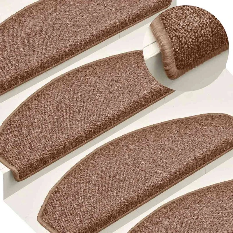 vidaXL Trappemåtter 30 stk. 65x24x4 cm brune halvrunde