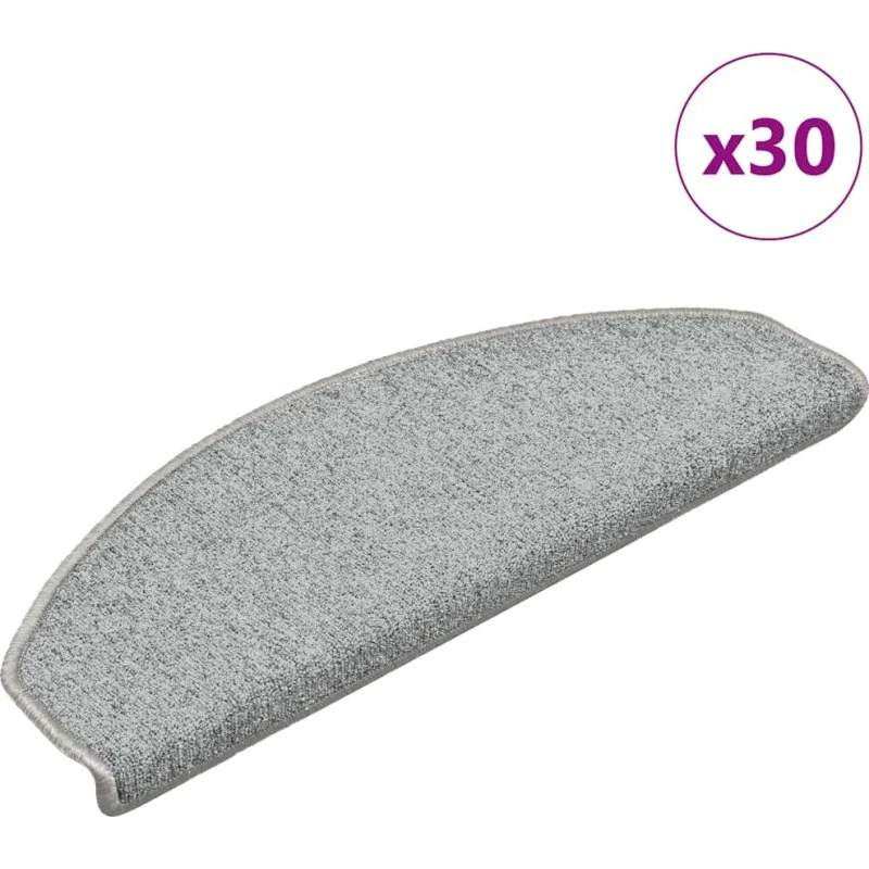 vidaXL Trappemåtter 30 stk. 65 x 24 x 4 cm lysegrå halvrunde
