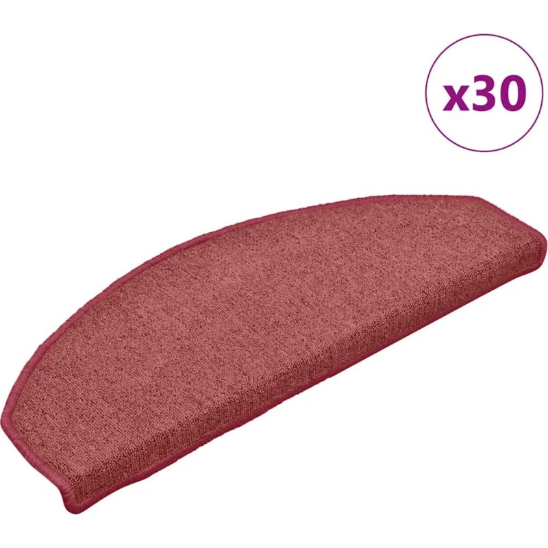 vidaXL Trappemåtter 30 stk. 65 x 24 x 4 cm bordeaux halvrund