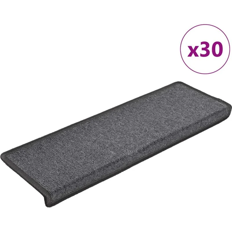 vidaXL Trappemåtter 30 stk. 65x21x4 cm mørkegrå