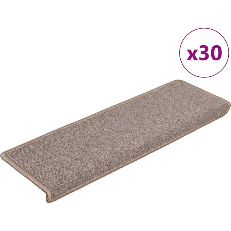 vidaXL Trappemåtter 30 stk. 65x21x4 cm lysebrune