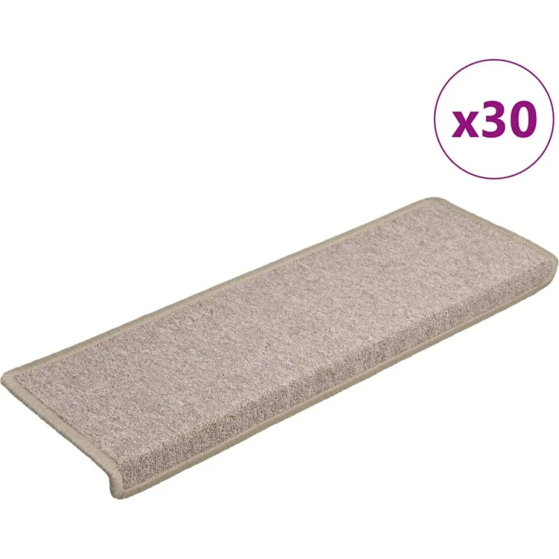 vidaXL Trappemåtter 30 stk. 65x21x4 cm taupe rektangulær kant