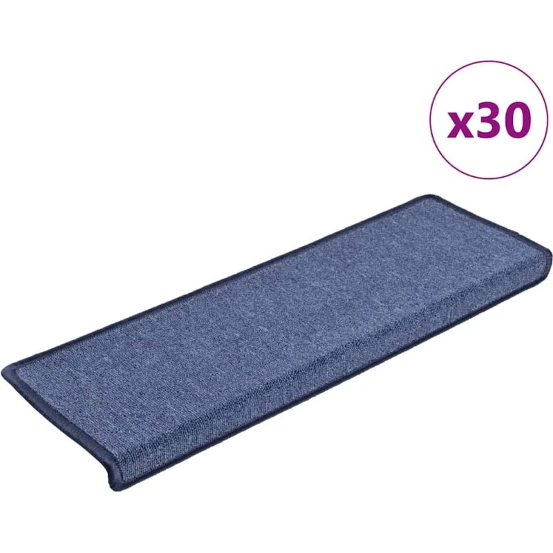 vidaXL Trappemåtter 30 stk. 65x21x4 cm blå rektangulær kant