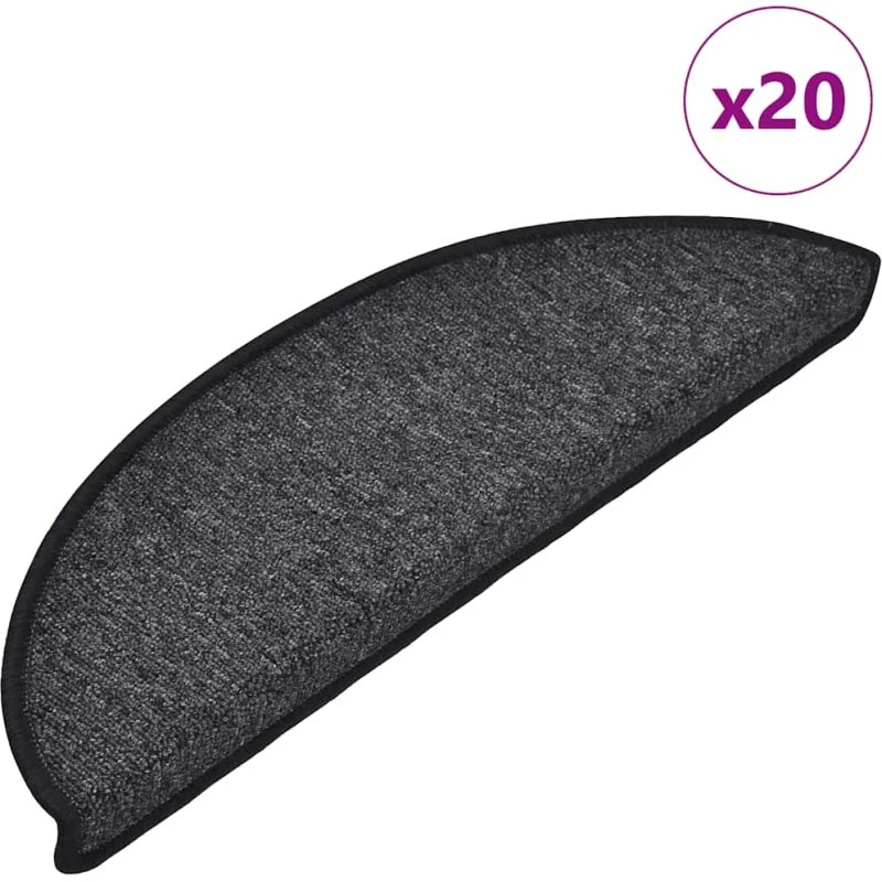 vidaXL trappemåtter 20 stk. 56x17x3 cm antracit halvrund