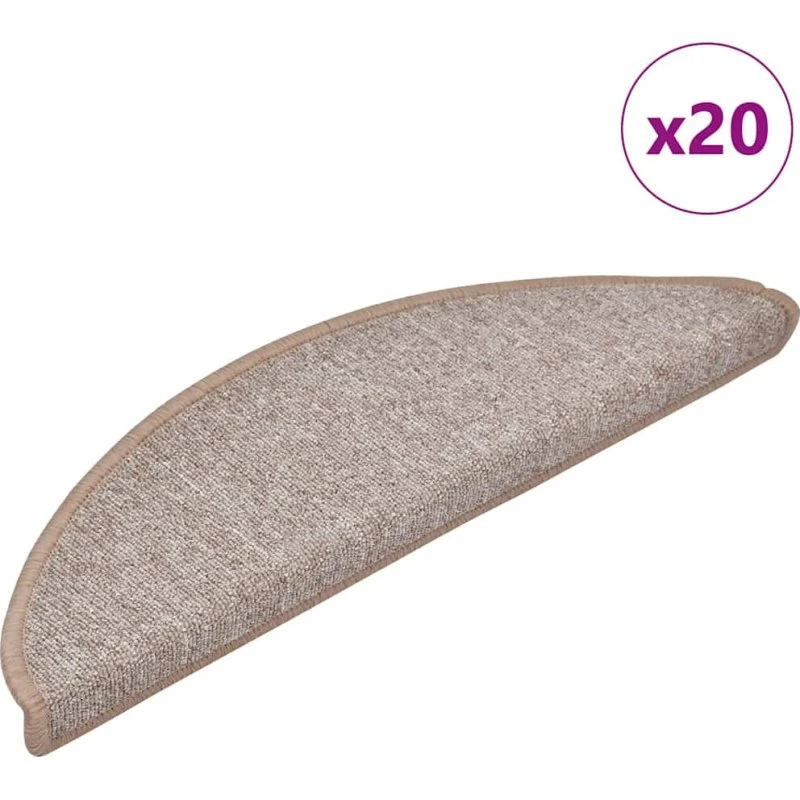 vidaXL Trappemåtter 20 stk. 56x17x3 cm lysebrune halvrunde