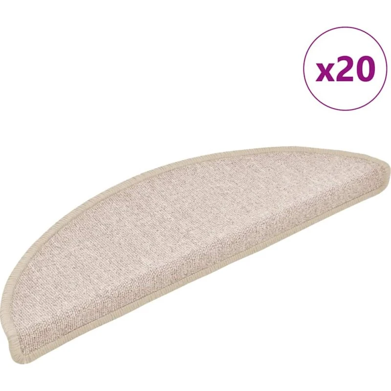 vidaXL Trappemåtter 20 stk. 56x17x3 cm taupe halvrund