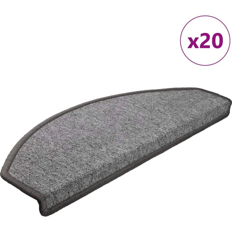 vidaXL Trappemåtter 20 stk. 65x24x4 cm mørkegrå halvrunde