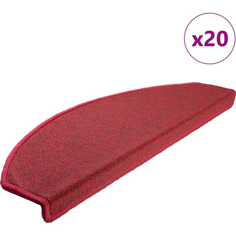 vidaXL trappemåtter 20 stk. rød halvrund 65 x 24 x 4 cm