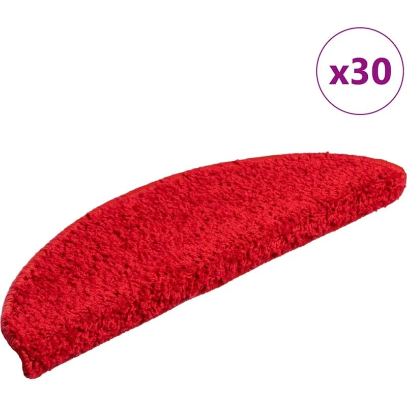 vidaXL Trappemåtter 30 stk. Røde Halvrunde 56x17x3 cm