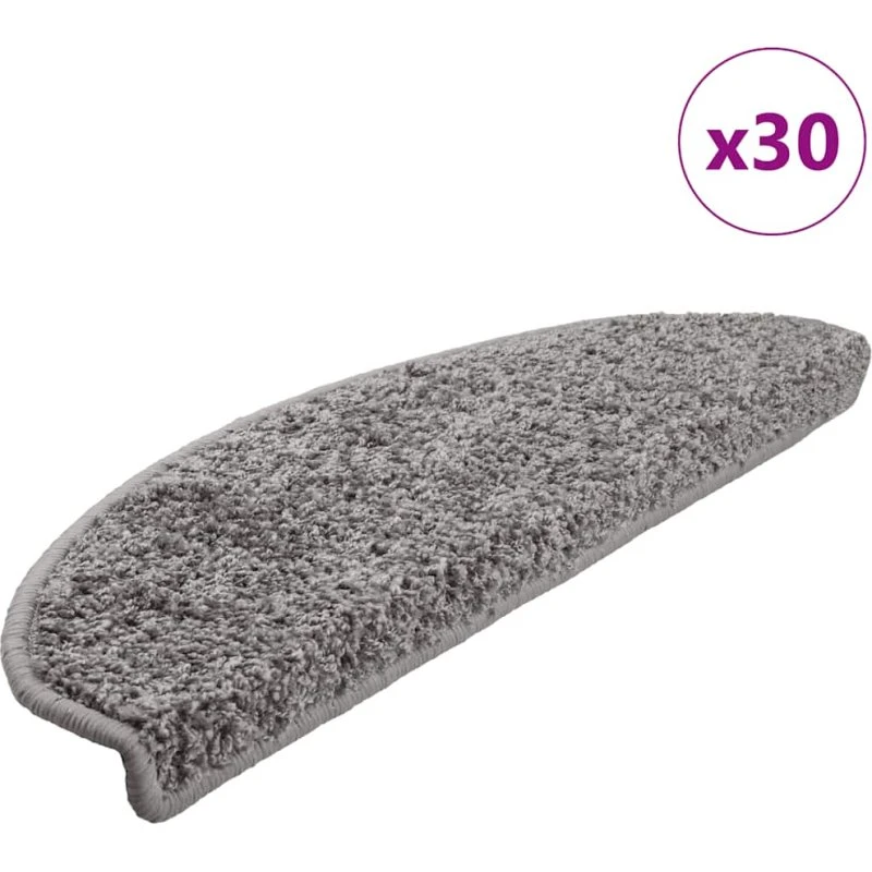 vidaXL Trappemåtter 30 stk. 65x21x4 cm grå halvrunde