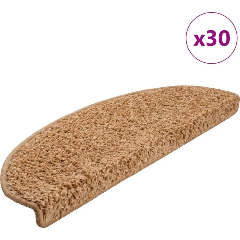 vidaXL Trappemåtter 30 stk. 65x21x4 cm beige halvrunde