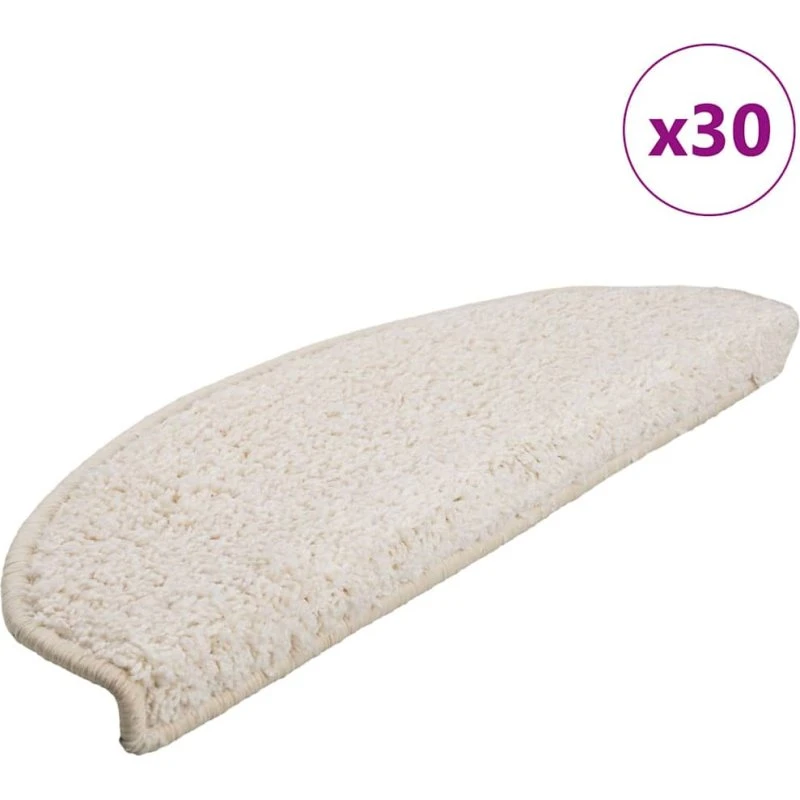 vidaXL Trappemåtter 30 stk. 65x21x4 cm hvide halvrunde